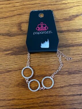 Rose Gold Triple Circle Bracelet with Clear Crystals